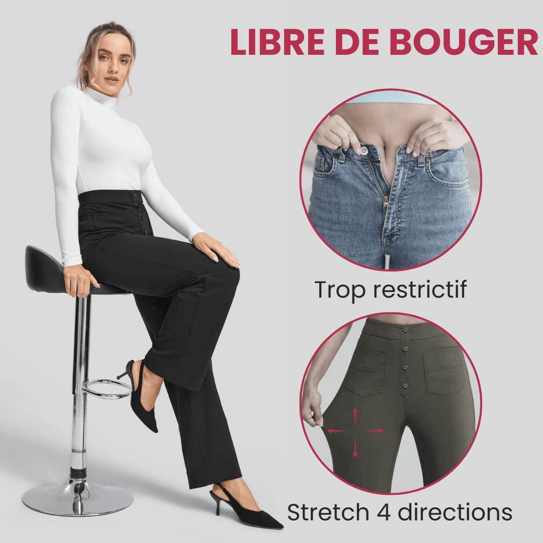 Pantalon de Taille Haute et Élastique Chic