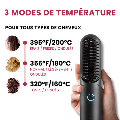 GlamWave Brosse Lissante Portable et Rechargeable