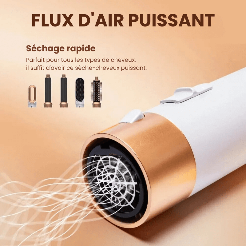 Air Glam Pro 5 en 1 - Sèche, Lisse, Crée des Boucles et Volume