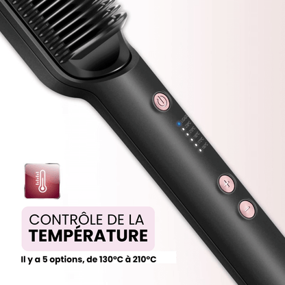 Brosse Lissante PRO 5 en 1 - Lisse, Sèche, Hydrate, Coiffe et Anti-Frizz