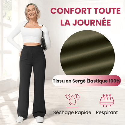 Pantalon de Taille Haute et Élastique Chic