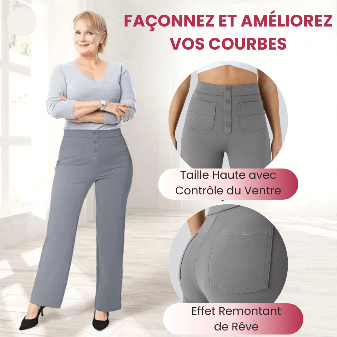 Pantalon de Taille Haute et Élastique Chic