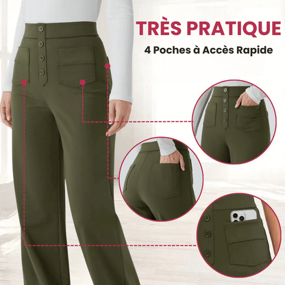 Pantalon de Taille Haute et Élastique Chic